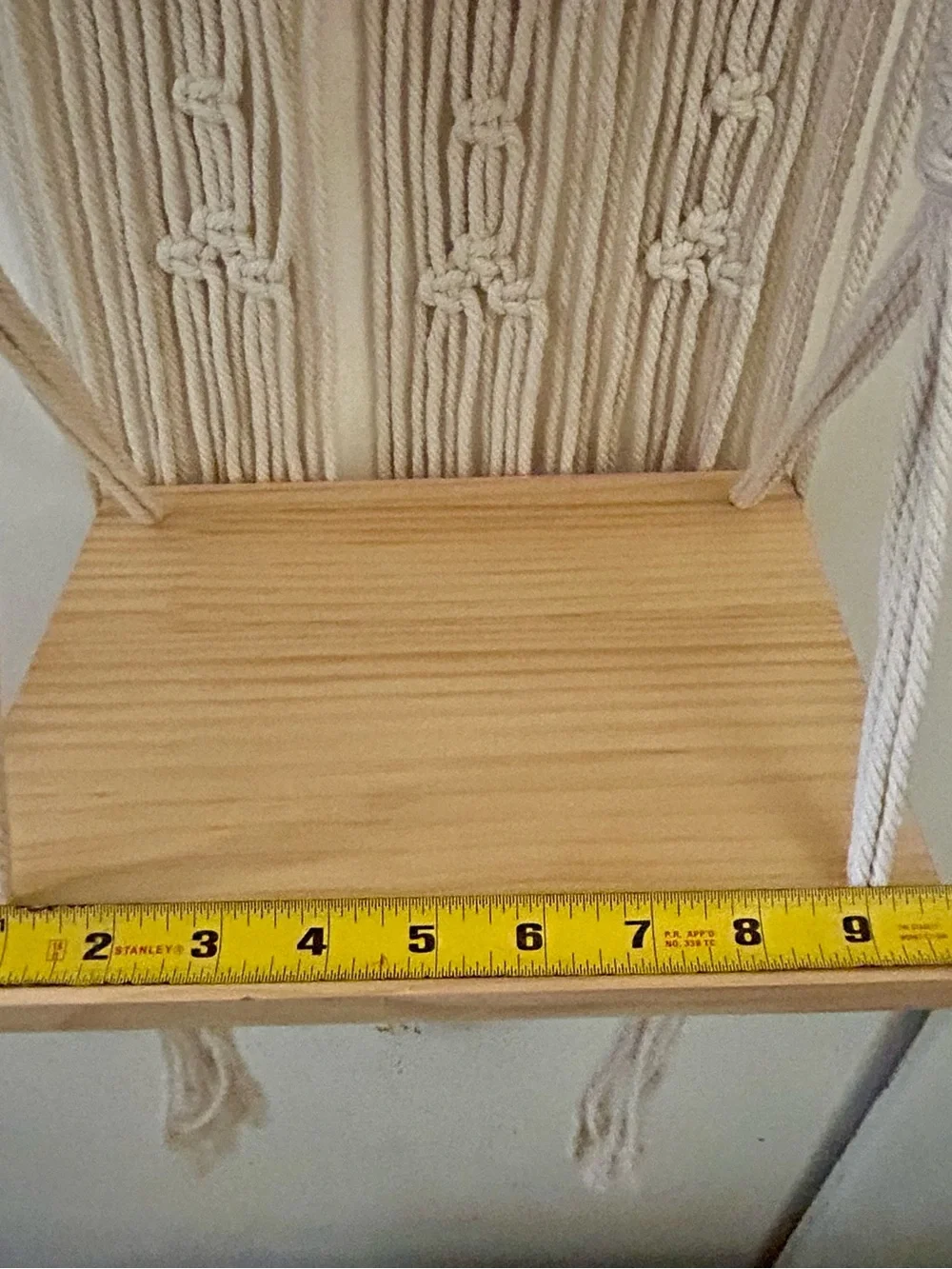 Macrame Hanging Wall Shelf 2 Tier Heart Design Natural Woven Wood Plant Hanger